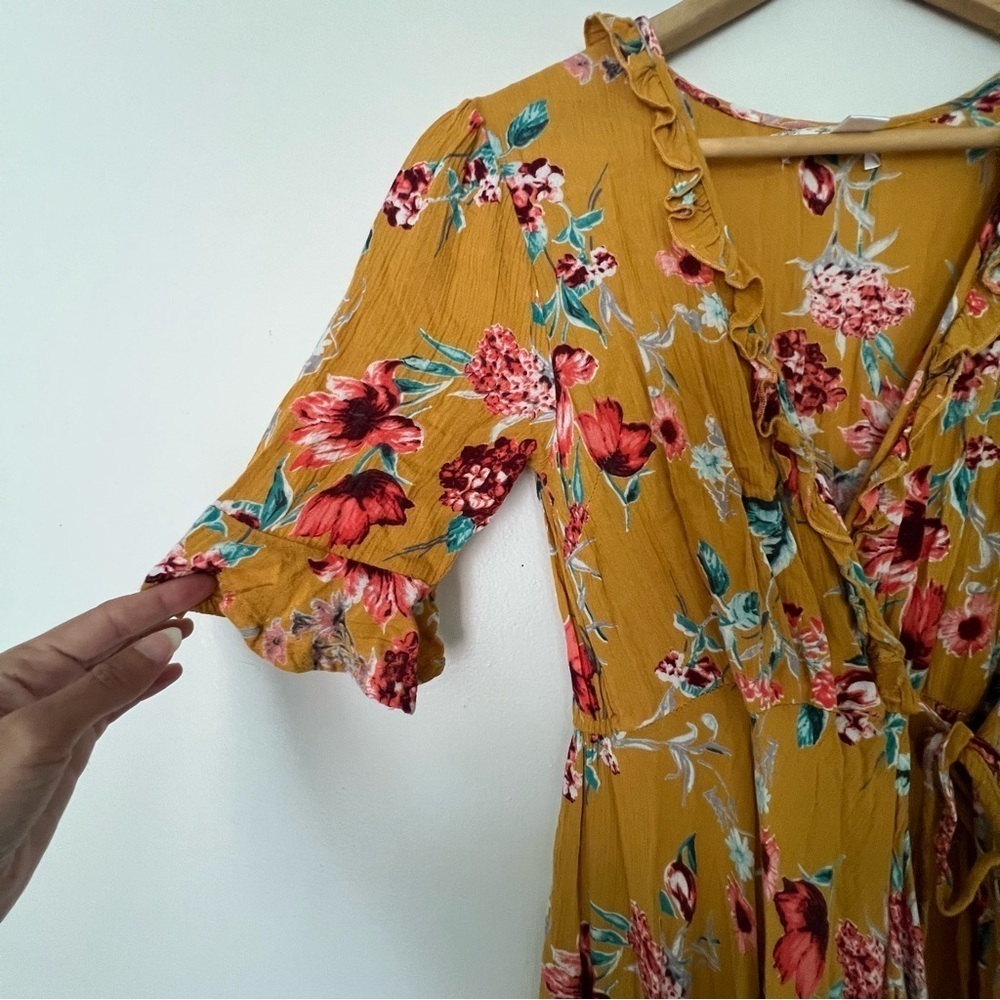 Band Of Gypsies Hudson Floral-Print Maxi Wrap Dress XS - Picture 5 of 13